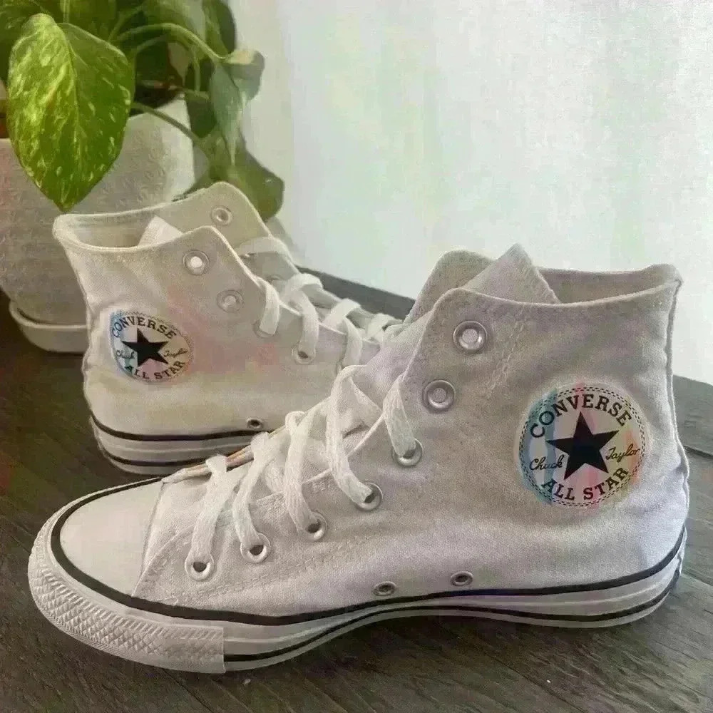 Converse Chuck Taylor MultiStrip Zebra Stripe Rainbow High Top Sneaker Women's 7 - Picture 2 of 10